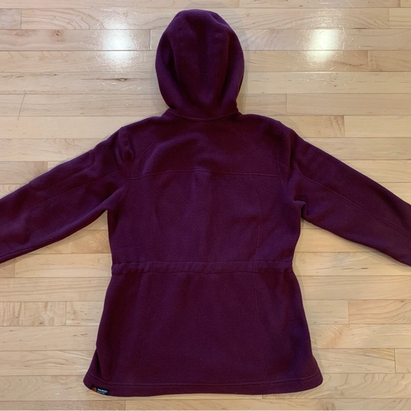 Lands End women’s size small 6-8 merlot purple fleece jacket hooded cozy coat - Picture 5 of 10